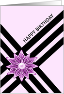 Flower Ornament Diagonal Black Line Design Birthday card