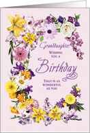 Granddaughter Birthday Flower Frame Assorted Garden Blooms card