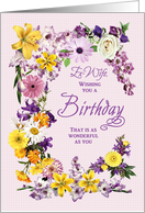 Ex Wife Birthday Flower Frame Assorted Garden Blooms card