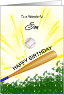 Son Birthday Baseball Bat Hitting a Ball card
