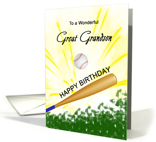 Great Grandson Birthday Baseball Bat Hitting a Ball card (1722838)