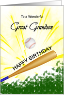 Great Grandson Birthday Baseball Bat Hitting a Ball card