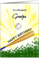 Grandpa Birthday Baseball Bat Hitting a Ball card