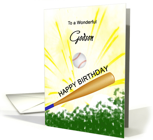 Godson Birthday Baseball Bat Hitting a Ball card (1722900)