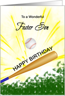 Foster Son Birthday Baseball Bat Hitting a Ball card