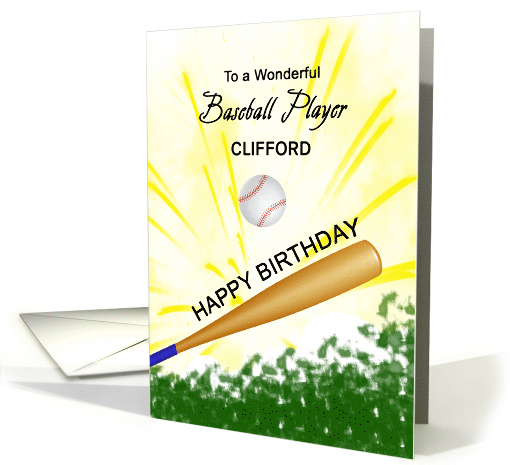 Add A Name Birthday Baseball Bat Hitting a Ball for Clifford card