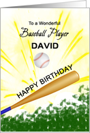 Add A Name Baseball Player Birthday Baseball Bat Hitting a Ball card