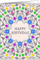 Abstract Flowers Birthday card
