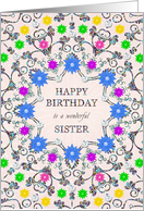 Sister Abstract Flowers Birthday card