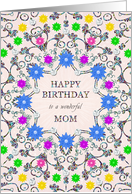 Mom Abstract Flowers Birthday card