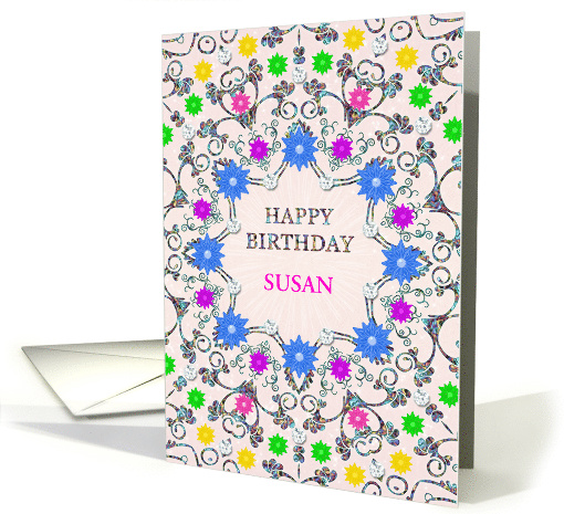 Personalized Name Susan Abstract Flowers Birthday card (1727466)