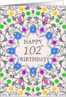 102nd Birthday Abstract Flowers card