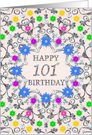101st Birthday Abstract Flowers card