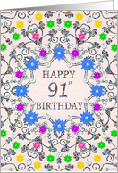 91st Birthday Abstract Flowers card