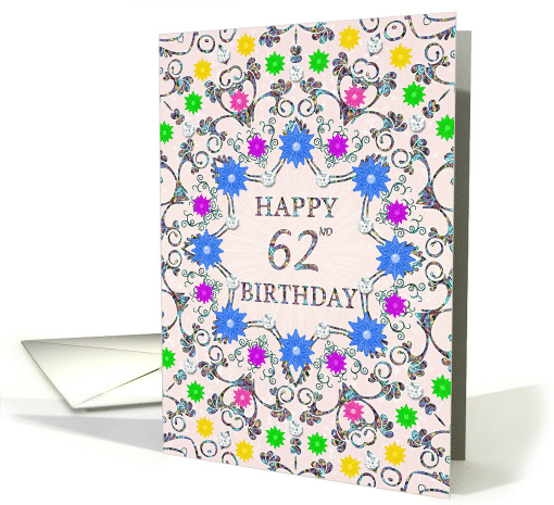 62nd Birthday Abstract Flowers card (1728292)