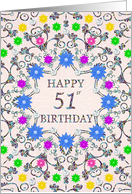 51st Birthday Abstract Flowers card