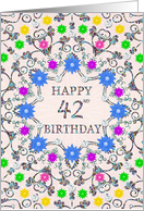42nd Birthday Abstract Flowers card