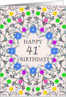 41st Birthday Abstract Flowers card
