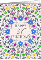 37th Birthday Abstract Flowers card