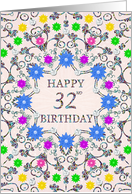 32nd Birthday Abstract Flowers card