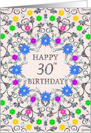 30th Birthday Abstract Flowers card
