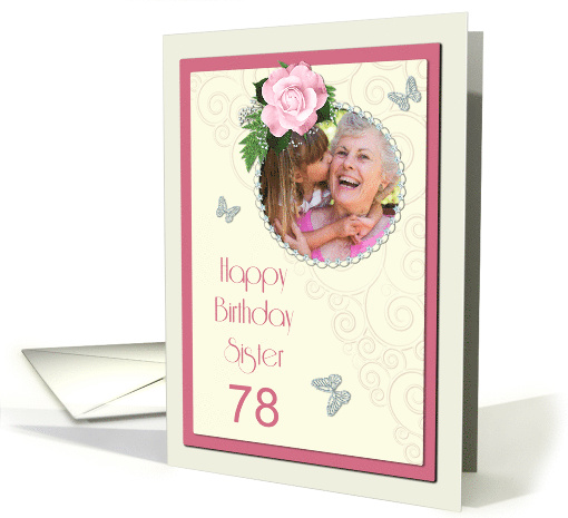 Add a picture Sister age 78 with pink rose and jewels card (1731130)