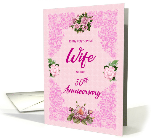 50th Anniversary for Wife with Pink Roses card (1732988)