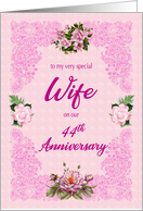 44th Anniversary for Wife with Pink Roses card