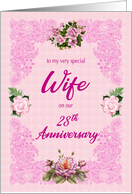 28th Anniversary for Wife with Pink Roses card