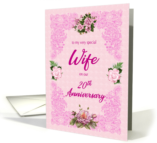 20th Anniversary for Wife with Pink Roses card (1733684)
