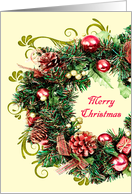 Christmas Wreath with Scrolls Merry Christmas card