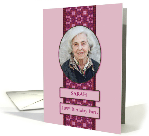 109th Pink Birthday Party Invitation Add a Picture and Name card