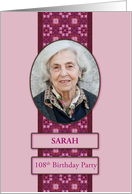 108th Pink Birthday Party Invitation Add a Picture and Name card