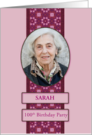 100th Pink Birthday Party Invitation Add a Picture and Name card