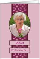96th Pink Birthday Party Invitation Add a Picture and Name card