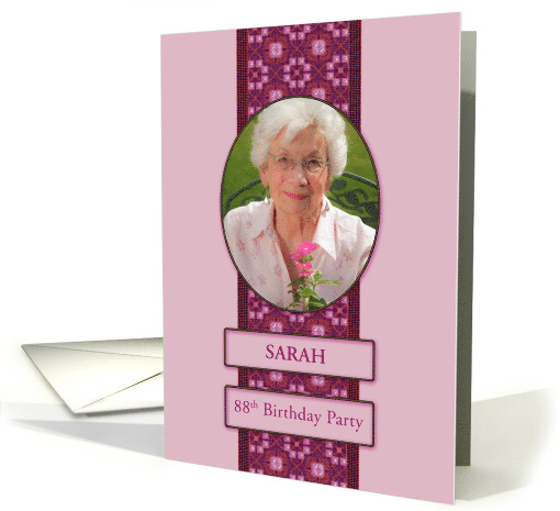 88th Pink Birthday Party Invitation Add a Picture and Name card