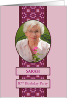 87th Pink Birthday Party Invitation Add a Picture and Name card