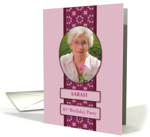 81st Pink Birthday Party Invitation Add a Picture and Name card