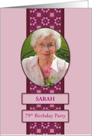79th Pink Birthday Party Invitation Add a Picture and Name card