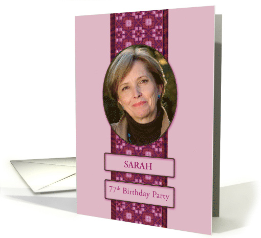 77th Pink Birthday Party Invitation Add a Picture and Name card