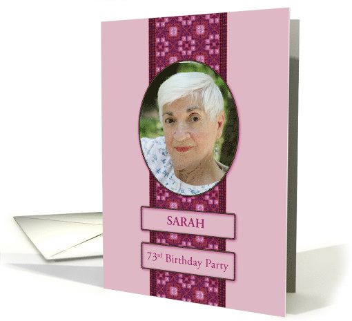 73rd Pink Birthday Party Invitation Add a Picture and Name card