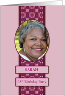 68th Pink Birthday Party Invitation Add a Picture and Name card
