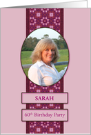 60th Pink Birthday Party Invitation Add a Picture and Name card