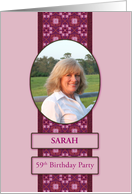 59th Pink Birthday Party Invitation Add a Picture and Name card