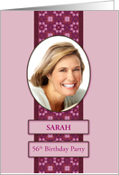 56th Pink Birthday Party Invitation Add a Picture and Name card