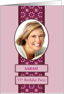 55th Pink Birthday Party Invitation Add a Picture and Name card