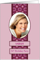 54th Pink Birthday Party Invitation Add a Picture and Name card
