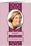 53rd Pink Birthday Party Invitation Add a Picture and Name card