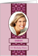 51st Pink Birthday Party Invitation Add a Picture and Name card