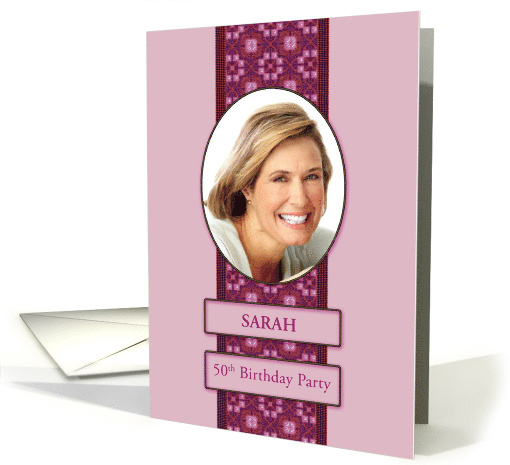 50th Pink Birthday Party Invitation Add a Picture and Name card
